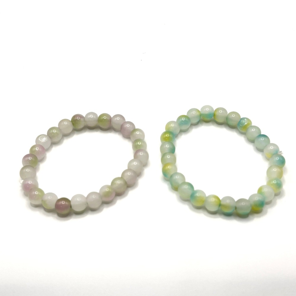 Jade Style Fashion Beaded Stretch Bracelet Set Women OS Multi Color Jewelry Gift